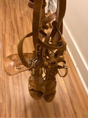 Torrid Women's Strappy Lace-Up Sandals Boots in Tan